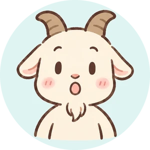ヒゲ剃りの肌荒れに悩むヤギのキャラクター(悩む人)驚いた顔