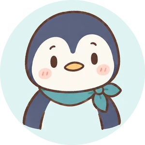 ヒゲ脱毛を経験した落ち着いたペンギンのキャラクター(筆者)穏やかな顔
