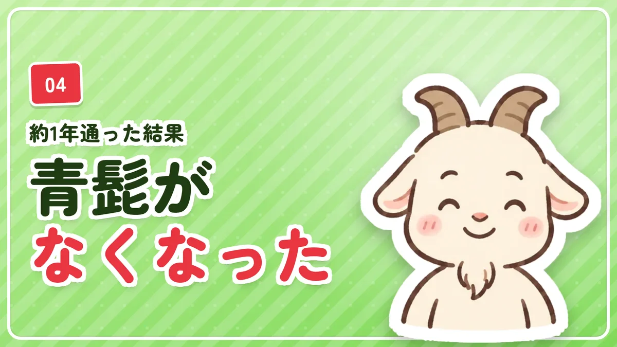 ヒゲ脱毛を約1年続けて青髭がなくなった体験を示したバナー